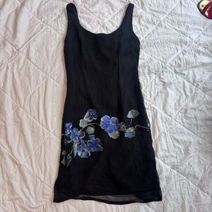 Vintage Barami Black Cocktail Floral Dress